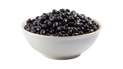 Black beans in a bowl isolated on transparent background. Black beans.