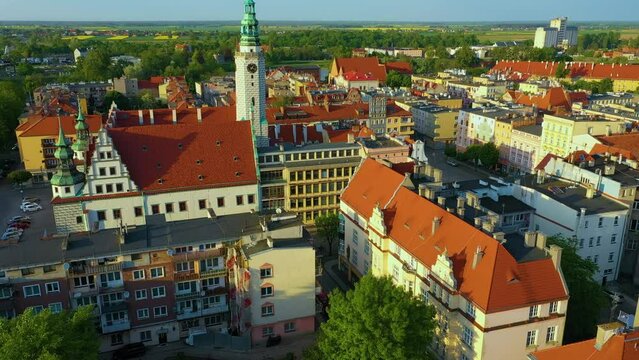 Old Town Market Square Brzeg Ratusz Rynek Aerial View Poland