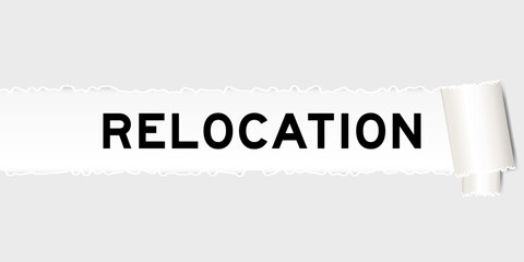 Ripped gray paper background that have word relocation under torn part