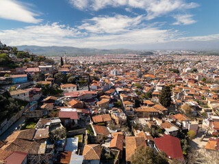 Fototapeta na wymiar Tire Village Drone Photo, Tire - Izmir - Turkey (Turkiye)
