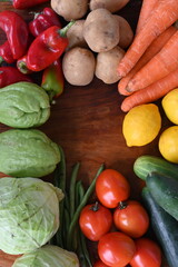 vegetables on a wooden table