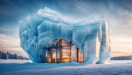 craftsmanship with this unique ice house standing out in winter landscape