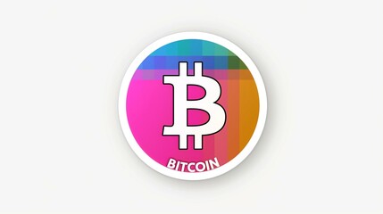 Obraz premium Sticker design of the bitcoin logo on a white background in a colorful, vector graphic