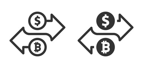 Bitcoin dollar swap icon. Vector illustration. - obrazy, fototapety, plakaty