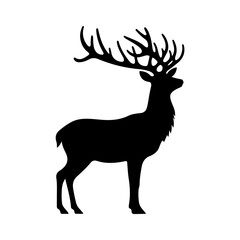 Fototapeta premium deer vector illustration. Graphic black silhouettes of wild deers – male, female and roe deer