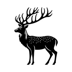 deer vector illustration. Graphic black silhouettes of wild deers – male, female and roe deer