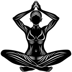 silhouette of yoga person, black yoga silhouette vector illustration,icon,svg,yoga characters,Holiday t shirt,Hand drawn trendy Vector illustration,yoga on black background