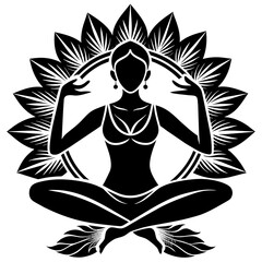 silhouette of yoga person, black yoga silhouette vector illustration,icon,svg,yoga characters,Holiday t shirt,Hand drawn trendy Vector illustration,yoga on black background