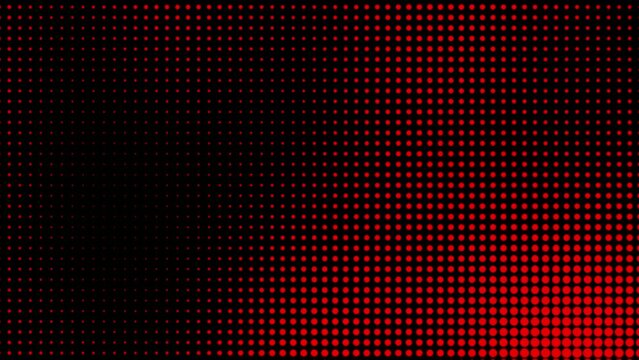 Halftone dot background. Abstract halftone dots pattern with red dot and black background. Halftone texture with dots. Dotted animated gradient.