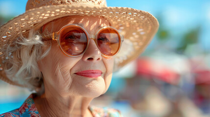 Older Woman in Hat and Sunglasses