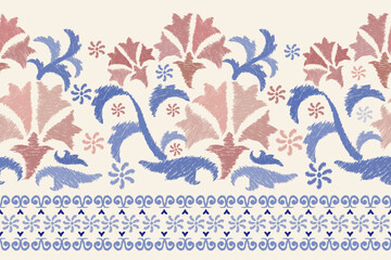 Ikat floral paisley embroidery background.Ikat ethnic oriental pattern traditional.Aztec-style abstract vector. design for texture, fabric, clothing, wrapping, decoration, sarong, scarf