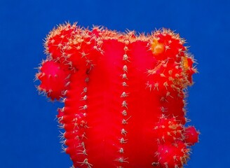 Gymnocalycium mihanovichii var. friedrichii rubrum form, a chlorophyll-free form of cactus grafted...