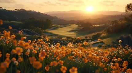 Fototapeta premium a beautiful view of a golf course