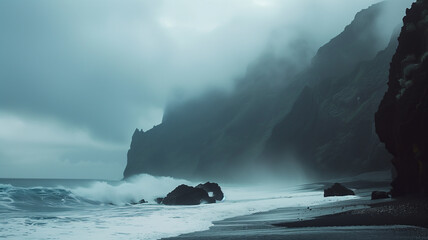Iceland Seashore in Windy Day