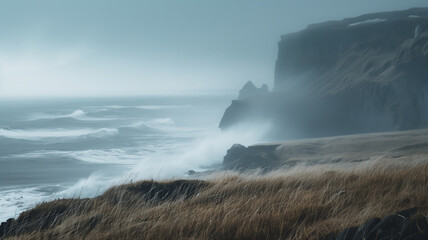 Iceland Seashore in Windy Day