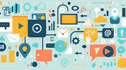 Digital Marketing Related Vector Illustration. Flat Modern Design