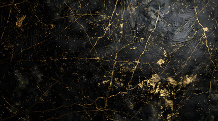 Black and gold luxury textured abstract distressed desktop pc background banner with scratches - obrazy, fototapety, plakaty