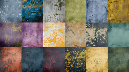 Set of multiple colored grunge overlay images template bundle pack