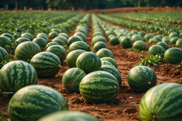 A very huge watermelon plantation, which has tons and tons of watermelons that are most likely to be sold.