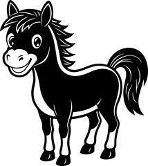 Cute Happy Horse Depiction in Vector Art