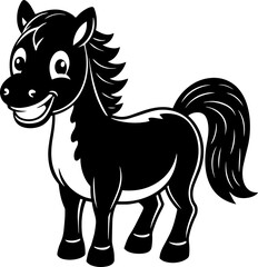 Detailed Cute Happy Horse Vector Artwork