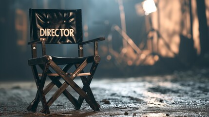 Cinematic shot of a Director's Chair on a Movie Set