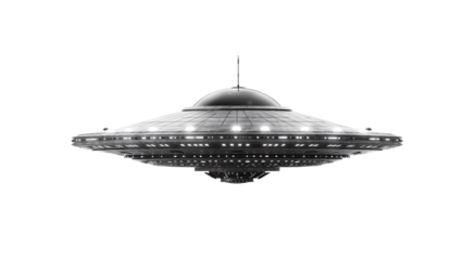Alien UFO science fiction. Spaceship artificial celestial object, spacecraft concept isolated, clipping. Png illustration