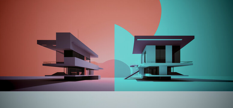 illustrazione di poster con edifici dalle architetture moderne
