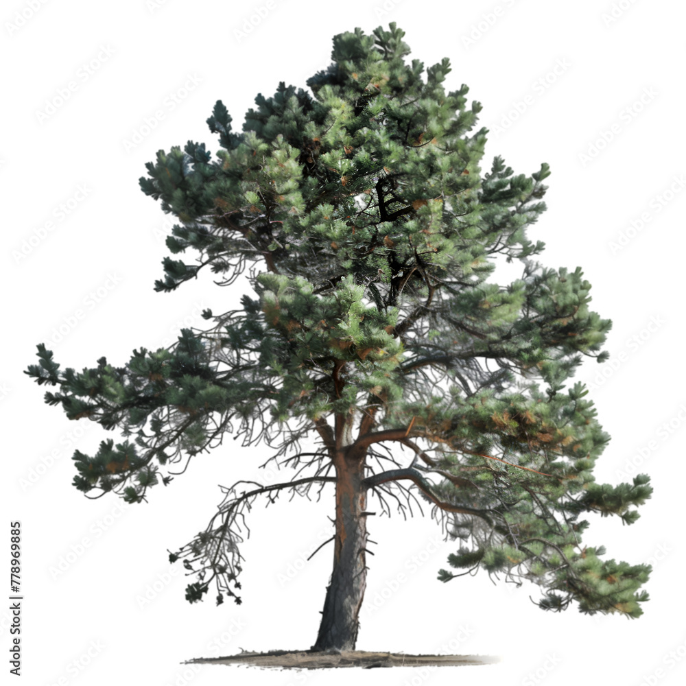 Poster a large pine tree with no leaves on it. the tree is bare and has no foliage. it is a very tall tree 