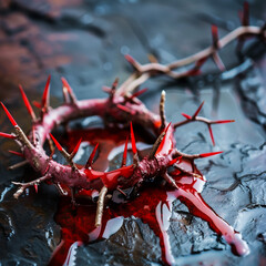 Crown of thorns on dark background. Good Friday concept