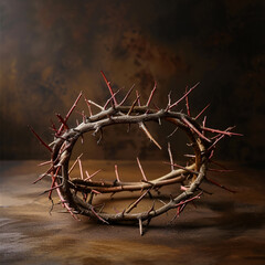 Fototapeta na wymiar Crown of thorns on dark background. Good Friday concept