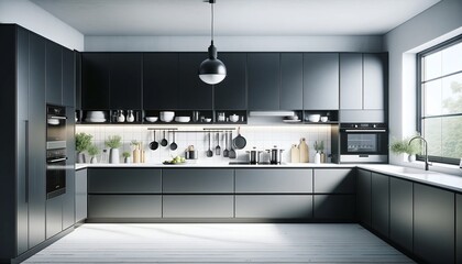 Streamlined Aesthetic of a Swedish Kitchen with Monochrome Palette