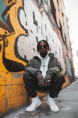 Stylish rap artist in urban fashion	