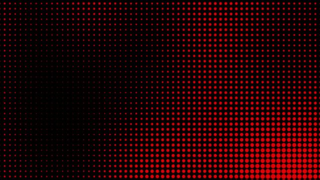 Halftone dot background. Abstract halftone dots pattern with red dot and black background. Halftone texture with dots. Dotted animated gradient.