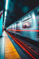 Subway train station motion blur background	