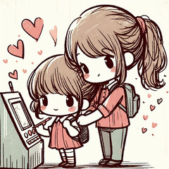 Illustration on the theme of family and love