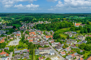 Fototapeta na wymiar Welden im Naturpark Westliche Wälder in Nordschwaben im Luftbild
