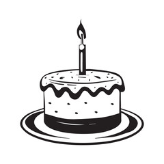 Birthday cake line art logo icon design, vector illustration on white background