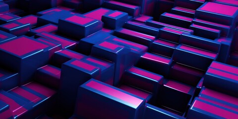 Pink and black modern abstract squares background with dark background in blue striped in the style of futuristic chromatic waves, colorful minimalism pattern 