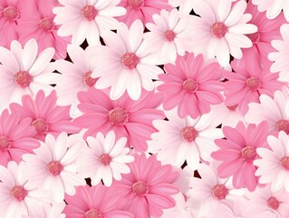 Pink and white daisy pattern, hand draw, simple line, flower floral spring summer background design with copy space for text or photo backdrop 