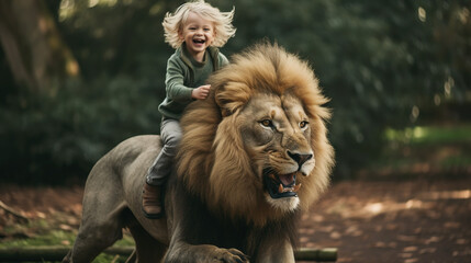 Girl on lion