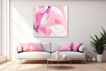 Pink and white flat digital illustration canvas with abstract graffiti and copy space for text background pattern 