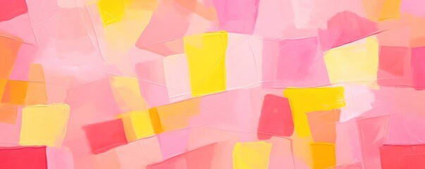 Pink and yellow pastel colored simple geometric pattern, colorful expressionism with copy space background, child's drawing, sketch 
