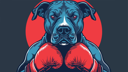Sport color boxing pit bull mascot. boxing gloves w - obrazy, fototapety, plakaty