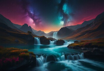 Beyond the Horizon: Venture Beyond the Bounds of Reality and Explore the Colorful Cosmos, Where Dreams Take Flight and Imagination Knows No Limits - obrazy, fototapety, plakaty