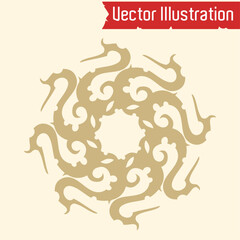 Abstract Swirls and Curls Vector Illustration in Beige. Floral mandala. Awesome vector circular pattern. 
