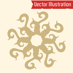 Abstract Swirls and Curls Vector Illustration in Beige. Floral mandala. Awesome vector circular pattern. 
