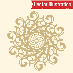 Abstract Swirls and Curls Vector Illustration in Beige. Floral mandala. Awesome vector circular pattern. 
