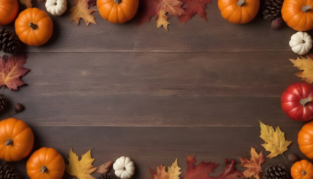  Autumn elements on wood overhead flat composition 4