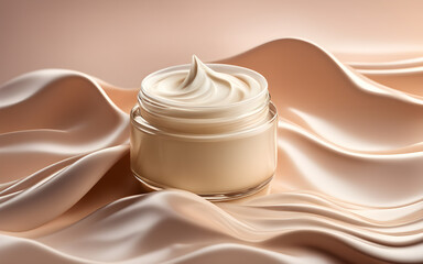 Texture of moisturizer slashes and waves on light pastel background, hydrating face cream or lotion for skin care